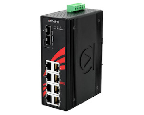 ANTAIRA TECHNOLOGIES LLC LNP-1002G-10G-SFP   10-Port Industrial 10G PoE+ Gigabit Unmangaed Ethernet Switch, w/8 10/100/1000TX PSE:30W/Port + 2 10G SFP Slots