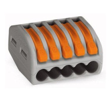 WAGO CORPORATION  222-415/VE00/1000      Compact Splicing Connector; 5-conductor Terminal Block; With Operating Levers; Max. Continuous Service Temperature 85C