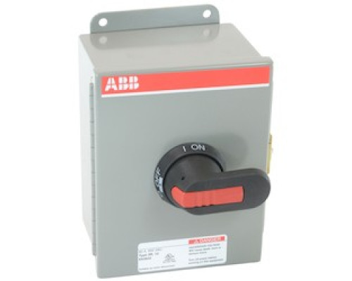 ABB  EOT63U3M3-P      3 pole, 63 amps rated at 600 V AC, UL 98, enclosed non-fusible disconnect switch in a UL/NEMA 3R/12 enclosure
