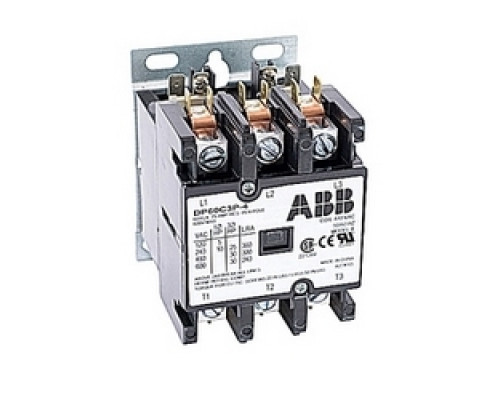 ABB  DP60C3P-4      3 pole, 60 amp, non-reversing, definite purpose contactor, 480V AC coil, industry standard mounting plate