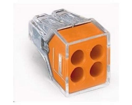 WAGO CORPORATION  773-164/K194-4045  51204473      4-conductor Pushwire connector for junction boxes with transparent housing and orange cover, box of 100 pieces
