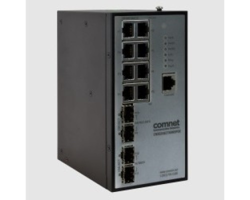COMNET COMMUNICATION NETWORKS  CNXE2GE2TX8MSPOE      Industrially Hardened High Speed 12-port Managed PoE Ethernet Switch