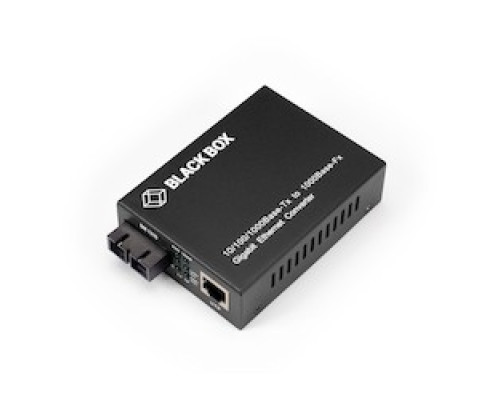 BLACK BOX NETWORK SERVICES LGC212A   Gigabit Ethernet 1000-Mbps Media Converter - 10/100/1000-Mbps Copper to 1000-Mbps Single-mode Fiber, 1310nm, 10km, SC