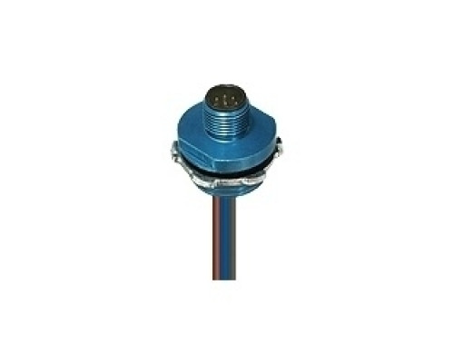 LUMBERG AUTOMATION  600001367  RSF 41/2-14/0.5M      M12 Micro, Receptacle, 4-pole, male, M12 for front mounting, 24 and 22 AWG, panel mount thread 1/2 inch-14 NPT, 0.5 meter leads.