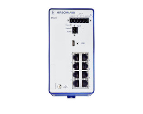 HIRSCHMANN  942170018  BRS40-8TX-EEC      Compact Managed Industrial Switch, fanless design, All Gigabit