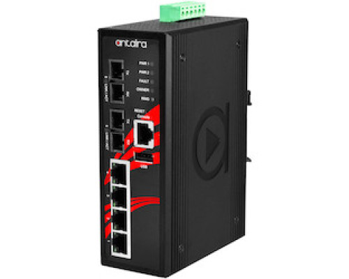 ANTAIRA TECHNOLOGIES LLC LMP-0602-S3-24-V2   6-Port Industrial PoE+ Managed Ethernet Switches w/4 10/100Tx 30W/Port , and 2 100Fx Single-Mode 30Km, 12-36VDC