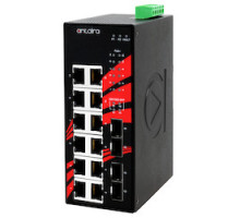 ANTAIRA TECHNOLOGIES LLC LNP-1604G-SFP   16-Port Industrial Gigabit PoE+ Unmanaged Ethernet Switch, w/12 10/100/1000Tx 30W/Port + 4 100/1000 SFP Slots