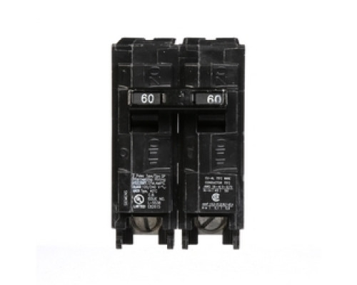 SIEMENS US2:Q260   Common Trip Type; Load Center Used On; 120/240 VAC Voltage Rating; Plug In Mounting; 10 kA Interrupting Rating; 60 amp at 40ºC Current Rating; 2 Pole s ; QP Model