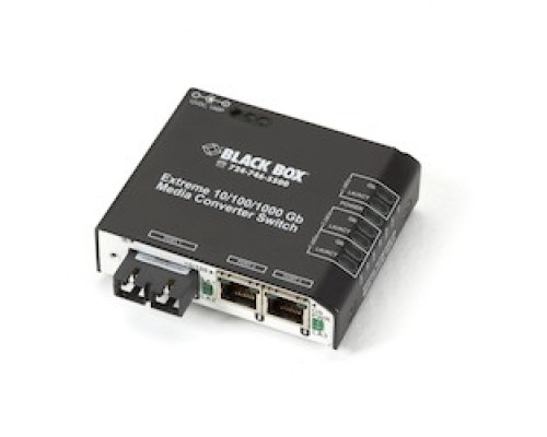 BLACK BOX NETWORK SERVICES LBH2001A-P-LX-24   Gigabit Ethernet 1000-Mbps Extreme Temperature Switch - 2 10/100/1000-Mbps Copper RJ45, 1 1000-Mbps Multimode Fiber, 1310nm, 15km, LC, 24V DC-Power