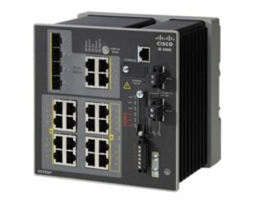 CISCO  IE-4000-8GT4G-E      Industrial Ethernet Switch, Managed, DIN-Rail Mount, 35 Watt, 12-port, RJ45, 10/100/1000 Mbps, 128 MB, 1 GB DRAM, 20 Gbps, 6.12