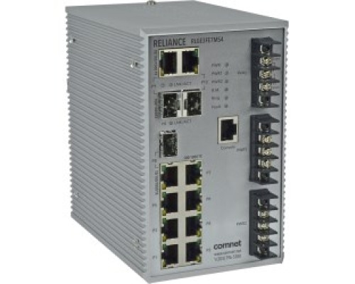 COMNET COMMUNICATION NETWORKS RLGE3FE7MS4   Electrical Substation-Rated Managed Ethernet Switch, With 7 10/100T X + 3 Configurable 10/100/1000T X /100/1000FX Ports