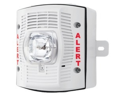SYSTEM SENSOR  SPSWK-CLR-ALERT               Speaker Strobe, Standard-candela, Clear Lens, Outdoor, Wall Mount, White