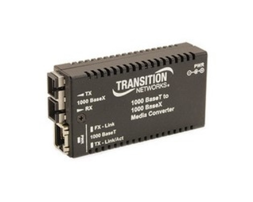 TRANSITION NETWORKS M/GE-T-SX-01-NA M/GE-T-SX-01-NA   Mini Gigabit Ethernet Media Converter, 1000BASE-T RJ45 [100 m/328 ft.] to 1000BASE-SX 850 nm MM SC