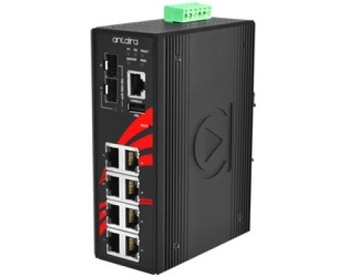 ANTAIRA TECHNOLOGIES LLC LMP-1002G-SFP-T   10-Port IndustriaL PoE+ Managed Ethernet Switch, w/8*10/100/1000Tx 30W/port + 2*100/1000 SFP Slot; EOT: -40~75C