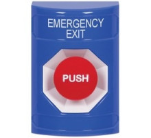 SAFETY TECHNOLOGY INTL  SS2404EX-EN      Pushbutton Switch, Multi-Purpose, Momentary Switch Configuration, Emergency Exit Legend, English Language, Blue, Without Cover