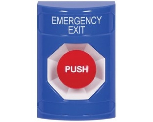 SAFETY TECHNOLOGY INTL  SS2404EX-EN      Pushbutton Switch, Multi-Purpose, Momentary Switch Configuration, Emergency Exit Legend, English Language, Blue, Without Cover