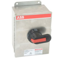 ABB  EOT63U3S4-P      3 pole, 63 amps rated at 600 V AC, UL 98, enclosed non-fusible disconnect switch in a UL/NEMA 4X stainless enclosure