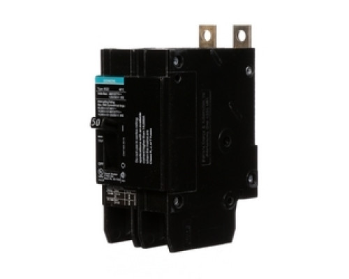 SIEMENS  US2:BQD250      Molded Case Circuit Breaker, Thermal Magnetic, Panelboard Mount, 2 Pole, 480 Star/277 Volt AC, 50/60 Hertz, 125/250 Volt DC, 50A, 14 kA Interrupting Rating