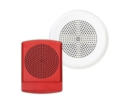 WHEELOCK  LSPKWC-N               Wall/Ceiling Mount Speaker, Exceeder LED3, High Fidelity, Round, 24 Volt DC, 2 Watt, Plastic, White, Without Lettering