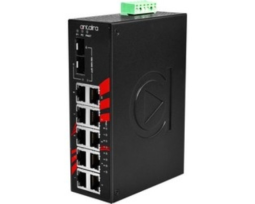 ANTAIRA TECHNOLOGIES LLC LNP-1202G-SFP-T   12-Port Industrial PoE+ Gigabit Unmanaged Ethernet Switch, w/8*10/100/1000Tx 30W/Port , 2*10/100/1000Tx + 2*100/1000 SFP Slots; EOT: -40 ~ 75C