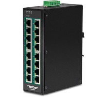 TRENDNET  TI-PG160      16-Port Hardened Industrial Gigabit PoE DIN-Rail Switch