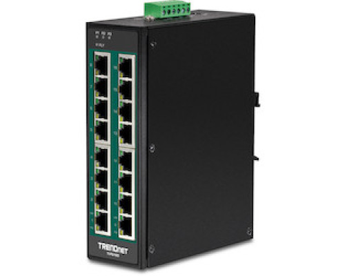 TRENDNET  TI-PG160      16-Port Hardened Industrial Gigabit PoE DIN-Rail Switch