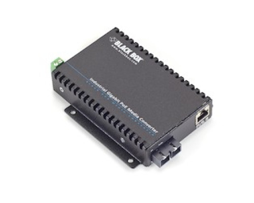 BLACK BOX NETWORK SERVICES LGC5301A   Gigabit Ethernet 1000-Mbps Industrial PoE Media Converter - 10/100/1000-Mbps Copper to 1000-Mbps Multimode Fiber, Extreme Temperature, 850nm, 0.5km, SC