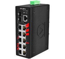 ANTAIRA TECHNOLOGIES LLC LMP-1202M-SFP-24   12-Port Industrial PoE+ Light Layer 3 Managed Ethernet Switch, w/8 10/100Tx 30W/Port , 2 10/100/1000Tx RJ45, and 2 100/1000 SFP Slots; 12-36VDC