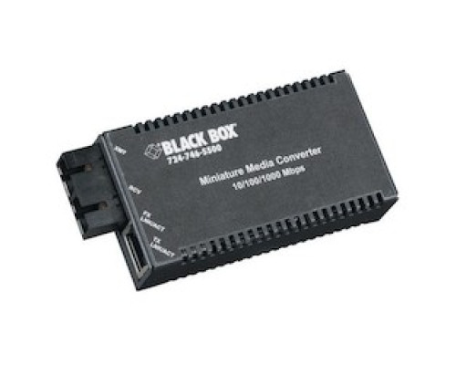 BLACK BOX NETWORK SERVICES LGC120A-R2   Gigabit Ethernet 1000-Mbps Media Converter - 10/100/1000-Mbps Copper to 1000-Mbps Multimode Fiber, 850nm, 0.3km, SC