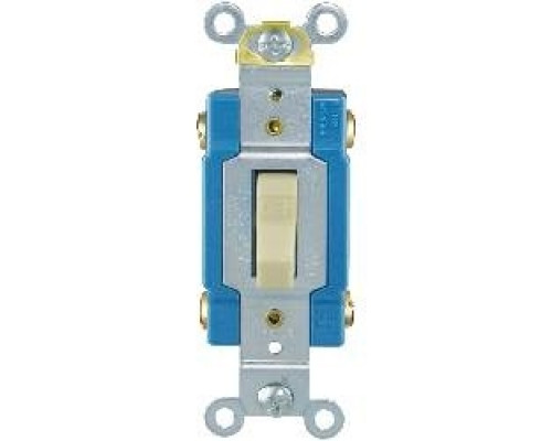 COOPER WIRING DEVICES  1204V      AC Quiet Toggle Switches, 4-way, 15A/120/277V, auto grounding, back and side wire, ivory