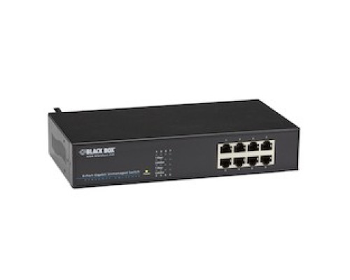 BLACK BOX NETWORK SERVICES LGB408A-R2   Gigabit Ethernet 1000-Mbps Switch - 8 10/100/1000-Mbps Copper RJ45, Rackmount
