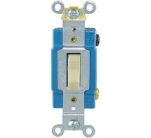 COOPER WIRING DEVICES  1201V      AC Quiet Toggle Switch, single pole, 15A/120/277V, auto grounding, back & side wire, ivory