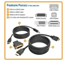 TRIPP LITE P782-006-DH   HDMI/DVI/USB KVM Cable Kit, 6 ft. 1.83 m