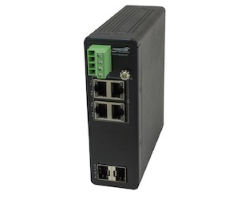 LANTRONIX SISTP1040-342-LRT   Unmanaged Hardened Gigabit Ethernet Poe+ Switch. 4 10/100/1000Base-T Poe+ [100 M/328 Ft.] With 2 100/1000Base-X SFP Slots