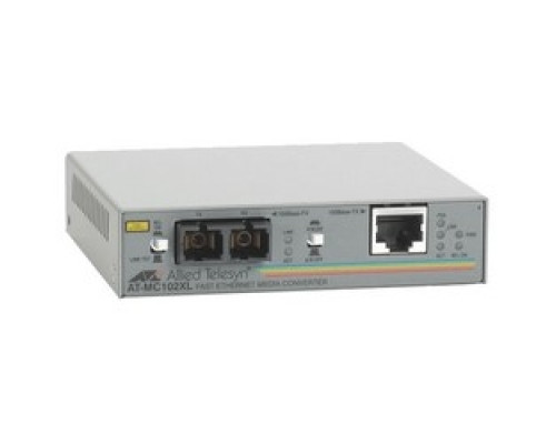ALLIED TELESIS  AT-MC102XL-90      Ethernet Media Converter, TX to FX, Multimode, SC, 12 VDC, 500 Milliampere, 6 Watt, 4.12