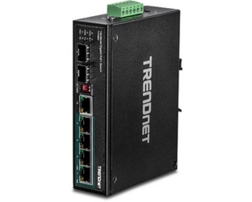 TRENDNET  TI-PG62      6-port Hardened Industrial Gigabit PoE+ DIN-Rail Switch