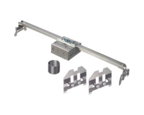 ARLINGTON INDUSTRIES  FS427SCL      Steel fixtured box kit for suspended ceilings. With adjustable mounting bar. Preset for 24 in. Grid. Supports up to 50lb fixtures. 1-1/2 inch box depth, 30 cu. in. 4 in. square box.