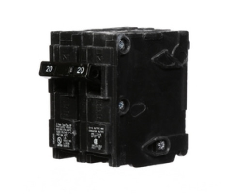 SIEMENS US2:Q220   Common Trip Type; Load Center Used On; 120/240 VAC Voltage Rating; Plug In Mounting; 10 kA Interrupting Rating; 20 amp at 40ºC Current Rating; 2 Pole s ; QP Model