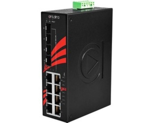 ANTAIRA TECHNOLOGIES LLC LNP-1204G-SFP-T   12-Port Industrial PoE+ Gigabit Unmanaged Ethernet Switch, w/8*10/100/1000Tx 30W/Port + 4*100/1000 SFP Slots; EOT: -40 ~ 75C