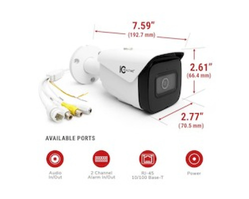 IC REALTIME LLC  IPEL-B80F-IRW3      8MP IP INDR/OUTDR SMALL SIZE BULLET, FIXED 2.8MM LENS, MAX IR 98’,WDR, IP67