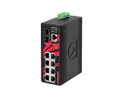 ANTAIRA TECHNOLOGIES LLC LMP-1002G-10G-SFP-24   10-Port Industrial PoE+ Light Layer 3 Managed Ethernet Switch, w/8 10/100/1000Tx 30W/port + 2 1000/10G SFP+ Slots; 12-55VDC Power Input