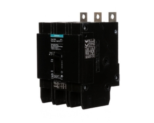 SIEMENS  US2:BQD325      Molded Case Circuit Breaker, Thermal Magnetic, Panelboard Mount, 3 Pole, 480 Star/277 Volt AC, 50/60 Hertz, 25A, 14 kA Interrupting Rating