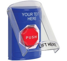 SAFETY TECHNOLOGY INTL SS2422ZA-EN        Pushbutton Switch, Multi-Purpose, Flush/Surface Cover, Shield, Key-To-Reset Illuminated Switch Configuration, Custom Text Legend, English Language, Blue