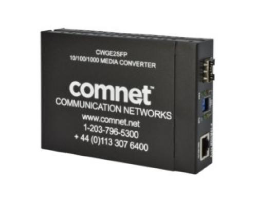 COMNET COMMUNICATION NETWORKS  CWGE2SFPS2      10/100/1000 Mbps Ethernet Media Converter, LC Connectors, 2 Fibers, Single-mode, 1310 nm, 16 db, 15 km Max distance