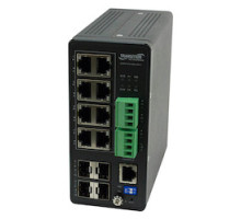 LANTRONIX  SISPM1040-384-LRT-C      Industrial Managed PoE Switch 8 10/100/1000Base TX PoE+ 4 100/1000Base-X SFP Ports
