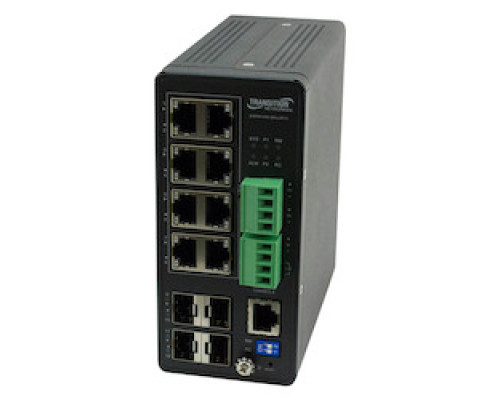 LANTRONIX  SISPM1040-384-LRT-C      Industrial Managed PoE Switch 8 10/100/1000Base TX PoE+ 4 100/1000Base-X SFP Ports