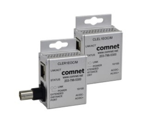 COMNET COMMUNICATION NETWORKS  CLEK11EOC      Ethernet Over Coaxial Extender Remote Unit, Point-To-Point, Mini, 10/100 Mbps, RJ45/BNC Connector, 12 Volt DC, 1.5 Watt, 2.3