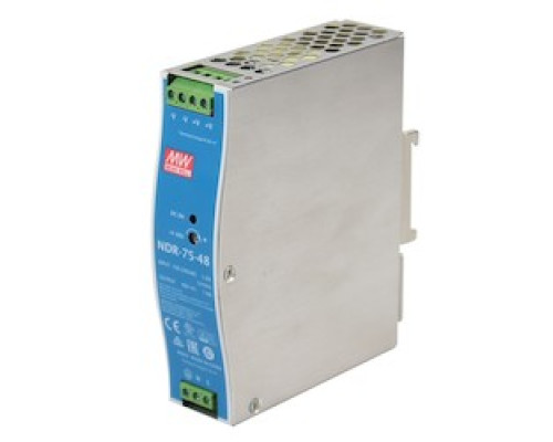 VIVOTEK  NDR-75-48      75W Single Output Industrial DIN RAIL Power Supply, 48V, 90264VAC In, 48VDC/75W Out, - 20 70, 3 Year Warranty, Supports: AW-IHT-0100,AW-IHU-0100,AW-IHT-0200,AW-IHU-0200