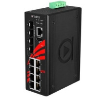 ANTAIRA TECHNOLOGIES LLC LMP-1204G-SFP-T   12-Port Industrial Gigabit PoE+ Managed Ethernet Switch, w/8*10/100/1000Tx 30W/Port + 4*100/1000 SFP; EOT: -40 to 75C