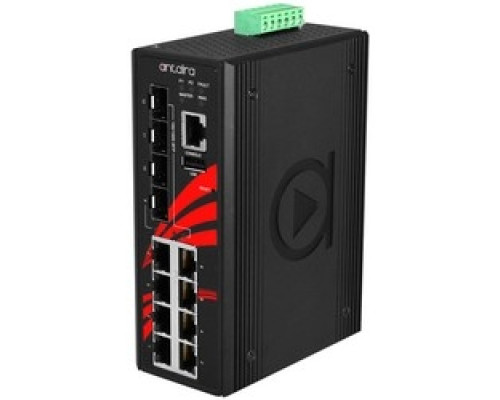 ANTAIRA TECHNOLOGIES LLC LMP-1204G-SFP-T   12-Port Industrial Gigabit PoE+ Managed Ethernet Switch, w/8*10/100/1000Tx 30W/Port + 4*100/1000 SFP; EOT: -40 to 75C